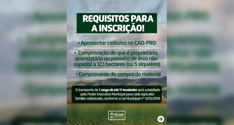São João do Triunfo abre inscrições para o Programa Terra Boa a partir desta terça