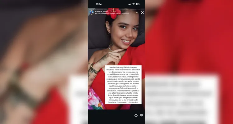 Thayane diz que escondeu informações para proteger Betinho, mas agora vai falar