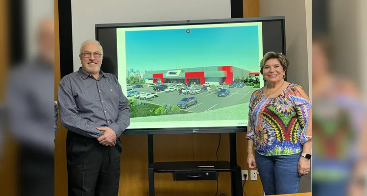 O presidente da Rede Condor, Pedro Joanir Zonta, e a prefeita de Ponta Grossa, Elizabeth Schmidt (União Brasil)