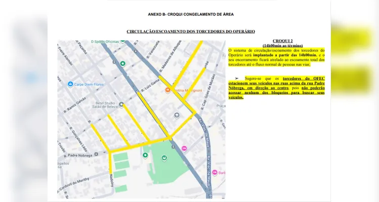 Jogo entre Operário e Coritiba provoca interdição de vias no entorno do GK
