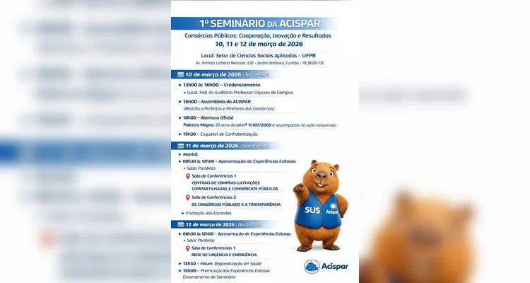 O 1º Seminário da ACISPAR será realizado no Setor de Ciências Sociais Aplicadas da Universidade Federal do Paraná (UFPR)