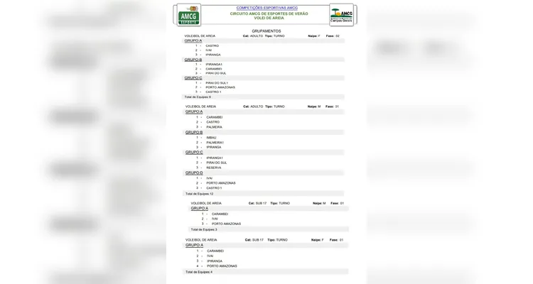 Em Castro, AMCG abre calendário com a 1ª Etapa do Vôlei de Areia neste sábado
