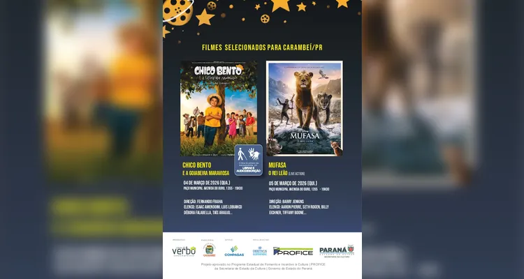 Arapoti, Carambeí e Castro já têm filmes definidos para a mostra 'Pintando Estrelas'