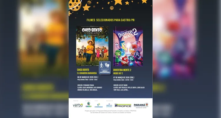 Arapoti, Carambeí e Castro já têm filmes definidos para a mostra 'Pintando Estrelas'