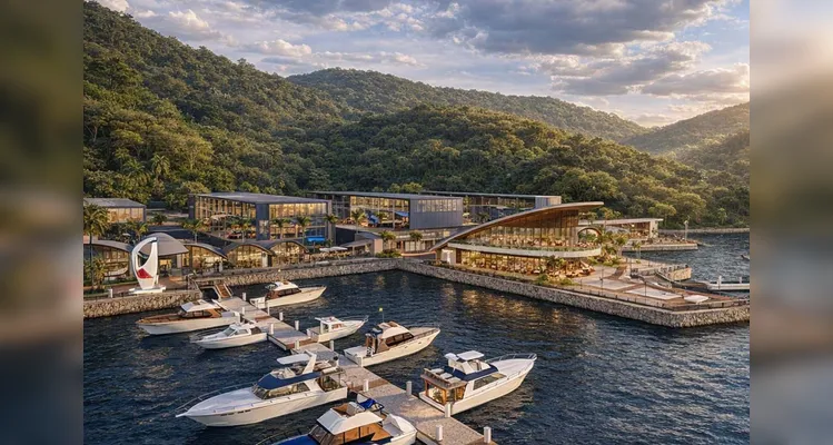 A marina, principal estrutura do empreendimento, contará com 303 vagas molhadas (para embarcações atracadas na baía) e 400 vagas secas (para embarcações alocadas internamente)