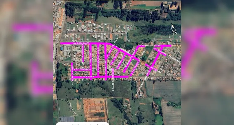 Ruas que ainda devem ser pavimentadas na região do bairro Contorno, em Ponta Grossa