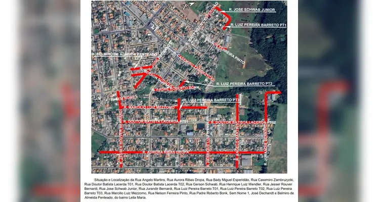 Ruas que ainda devem ser pavimentadas na região do bairro Leila Maria, em Ponta Grossa