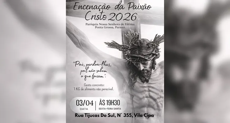 Paróquia Nossa Senhora de Fátima realiza 'Encenação da Paixão de Cristo' em PG