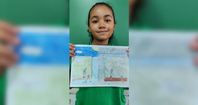Como atividade, os alunos elaboraram desenhos sobre a importância da água para os seres humanos e a natureza.