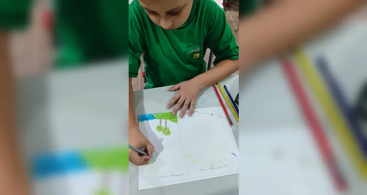 Como atividade, os alunos elaboraram desenhos sobre a importância da água para os seres humanos e a natureza.