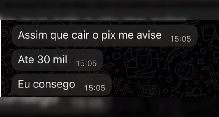 Mensagem enviada pelo investigado para familiares da vítima oferecendo pagar 30 mil reais