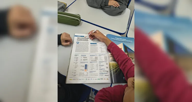 Os conteúdos do anuário foram trabalhados de forma integrada entre as disciplinas de Geografia e Matemática, permitindo que os alunos analisassem dados como população, número de empresas, renda e Índice de Desenvolvimento Humano.