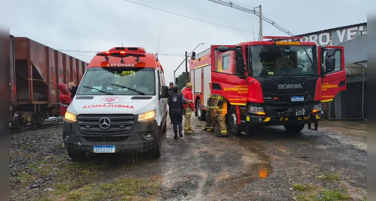 Vítima fica ferida em atropelamento por trem em Ponta Grossa