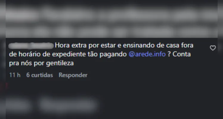Comentários da publicação com o áudio da professora