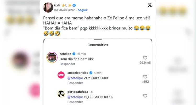 Internautas comentam sobre interação