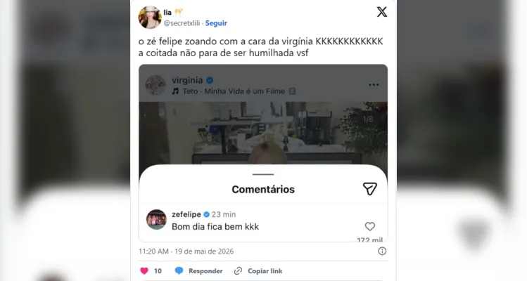 Internautas comentam sobre interação