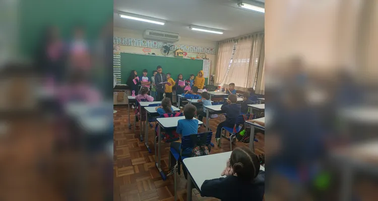 Os estudantes também visitaram outras turmas da escola para compartilhar os conhecimentos adquiridos e incentivar novos debates sobre alimentação saudável.