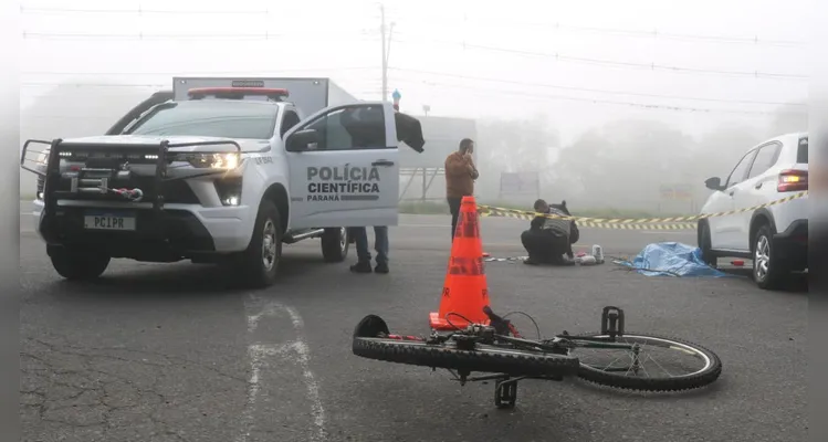 Confira imagens do acidente que matou ciclista em Ponta Grossa
