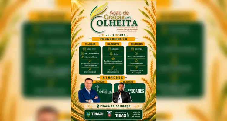 26ª Festa de Ação de Graças pela Colheita começa hoje em Tibagi