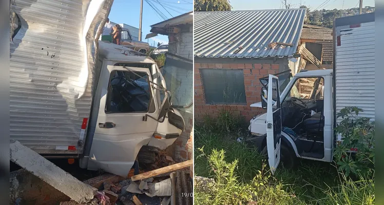 O veículo realizava manobras para efetuar uma mudança quando desceu a via pública aparentemente sem controle