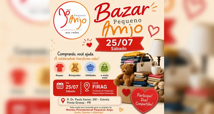 Bazar solidário do Pequeno Anjo mobiliza comunidade para ajudar crianças acolhidas