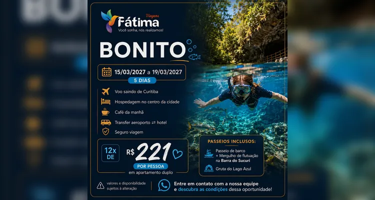 Fátima Viagens reúne destinos nacionais com condições especiais em agosto
