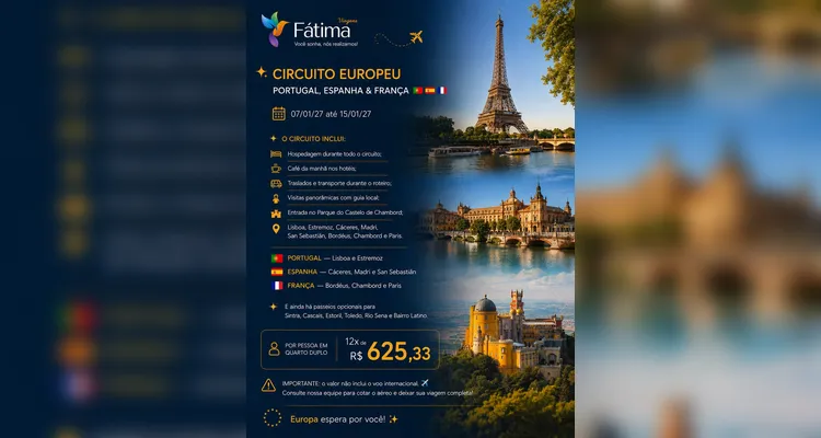 Fátima Viagens apresenta novos roteiros para viajar pelo Brasil e pela Europa