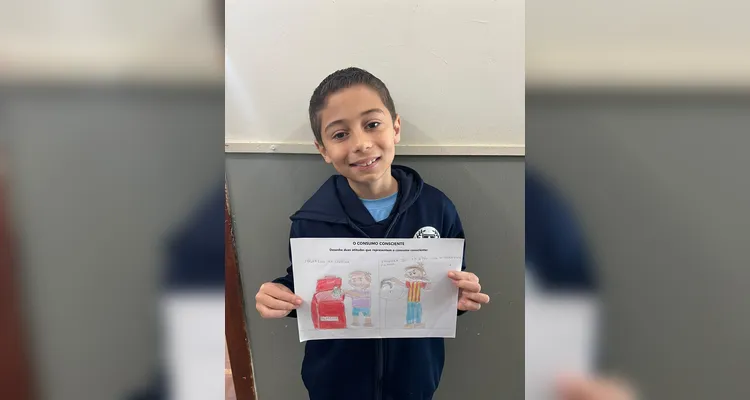 Os alunos produziram textos e desenhos sobreo tema estudado.