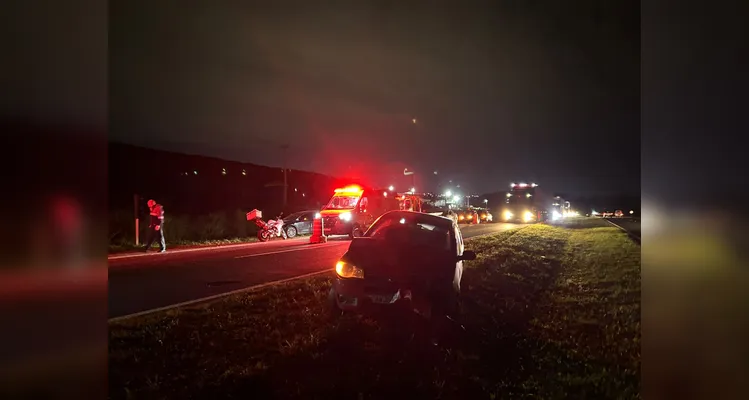 Motociclista fica ferido após acidente em rodovia de PG