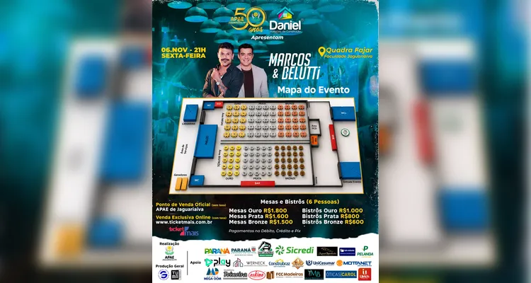 APAE de Jaguariaíva realiza lançamento do evento de 50 anos com Marcos & Belutti
