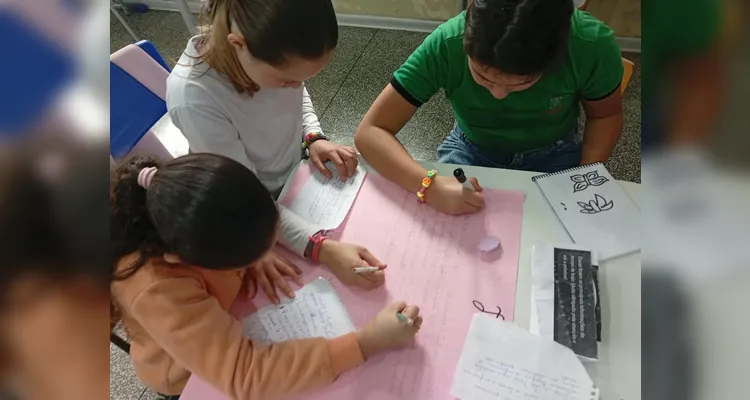 Veja os registros do trabalho em sala de aula.