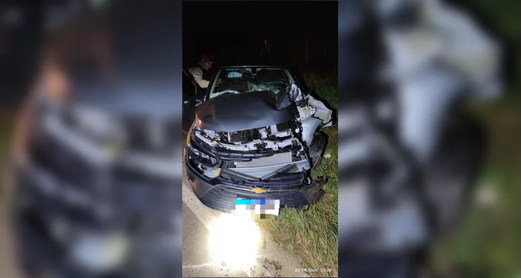 Carro com placas de PG bate em árvore e idosa fica gravemente ferida em Imbituva