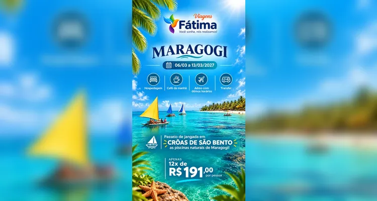 Fátima Viagens apresenta novos pacotes para destinos de praia, natureza e lazer