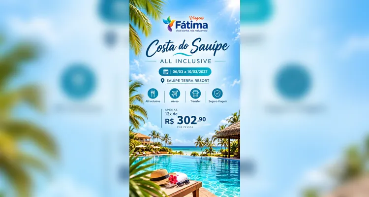 Fátima Viagens apresenta novos pacotes para destinos de praia, natureza e lazer