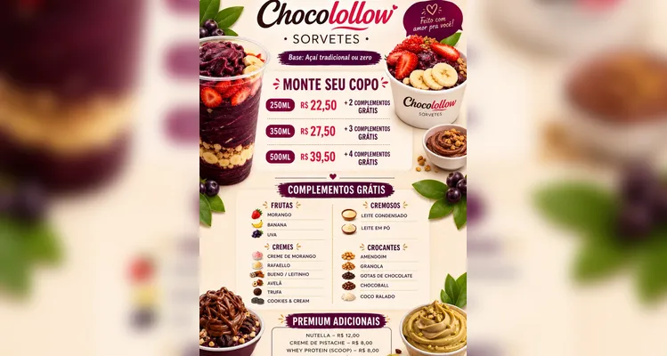 Dia Nacional do Sorvete terá 50 casquinhas grátis na Chocolollow em Ponta Grossa
