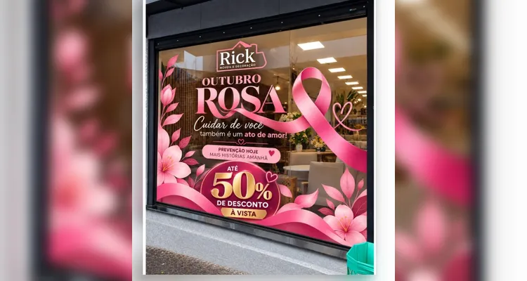 Rick Móveis entra no Outubro Rosa com 50% de desconto em toda a loja