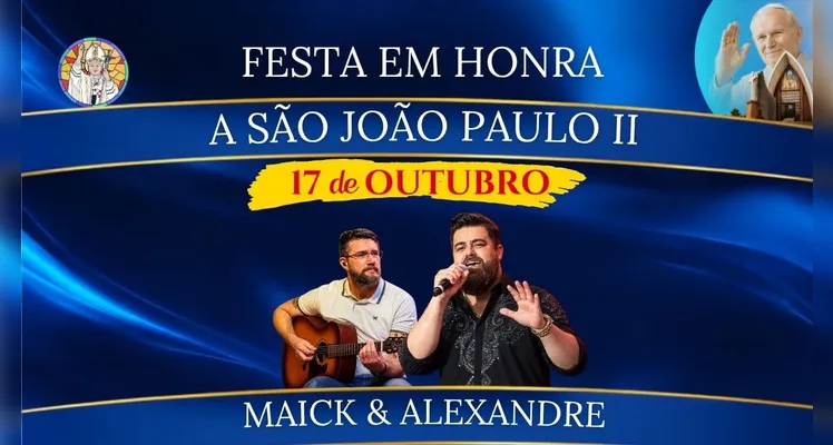 Festa de São João Paulo II terá shows, carreata e celebrações em Ponta Grossa