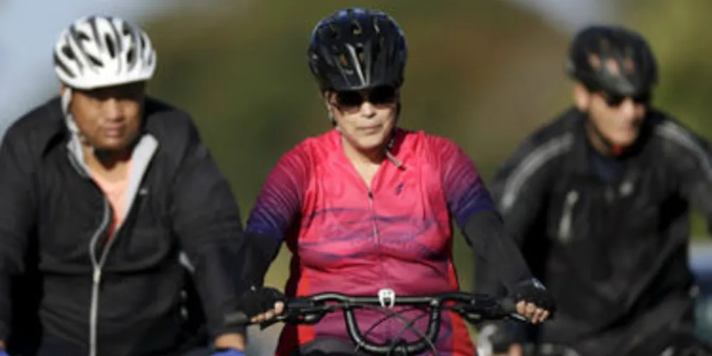 Presidente estava acompanha por dois seguranças de bicicleta