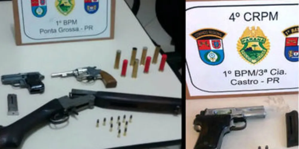 Armas de fogo foram encaminhadas para  as delegacias de Ponta Grossa e Castro