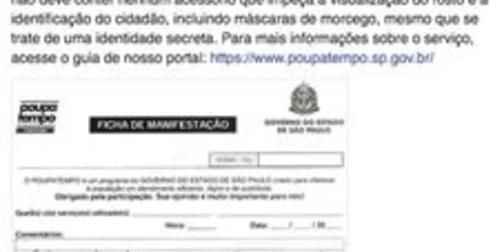 Confira a reclamação postada na página oficial do posto do Poupatempo de Sorocaba