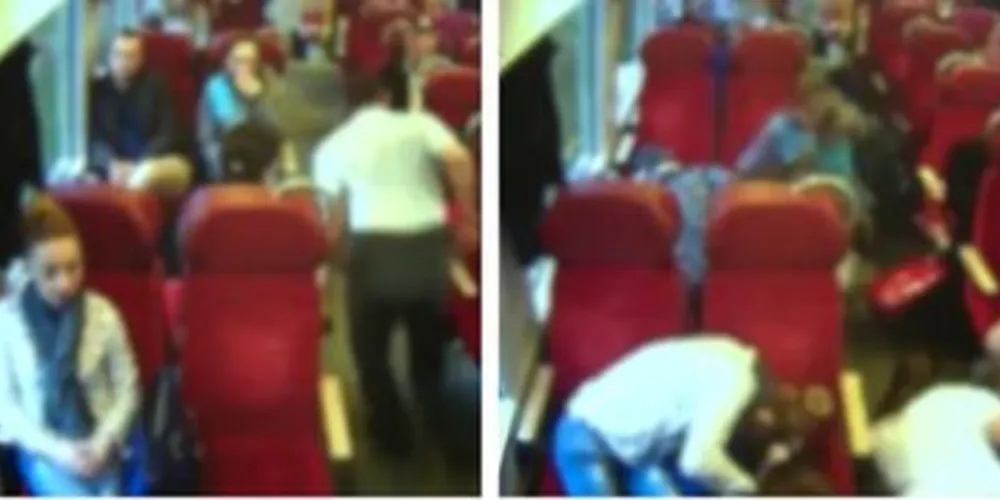 Nas imagens, é possível ver o maquinista correndo para dentro da cabine de passageiros pedindo para que eles se abaixem