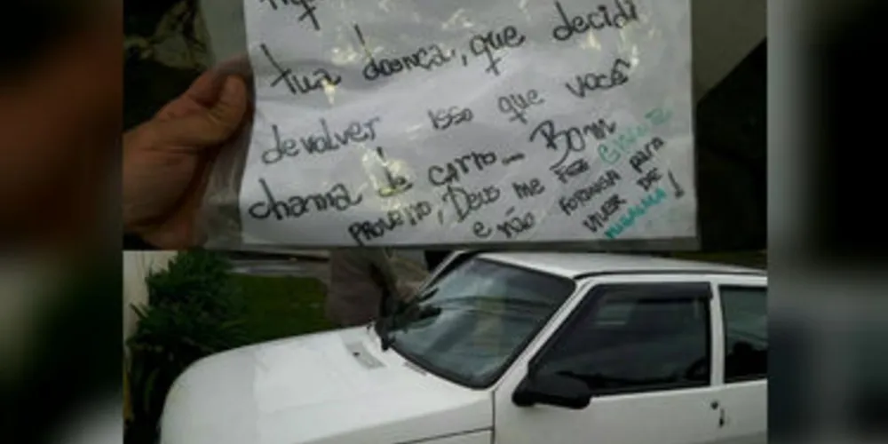 Imagem ilustrativa da imagem Ladrão devolve carro no PR e deixa bilhete ‘debochado’