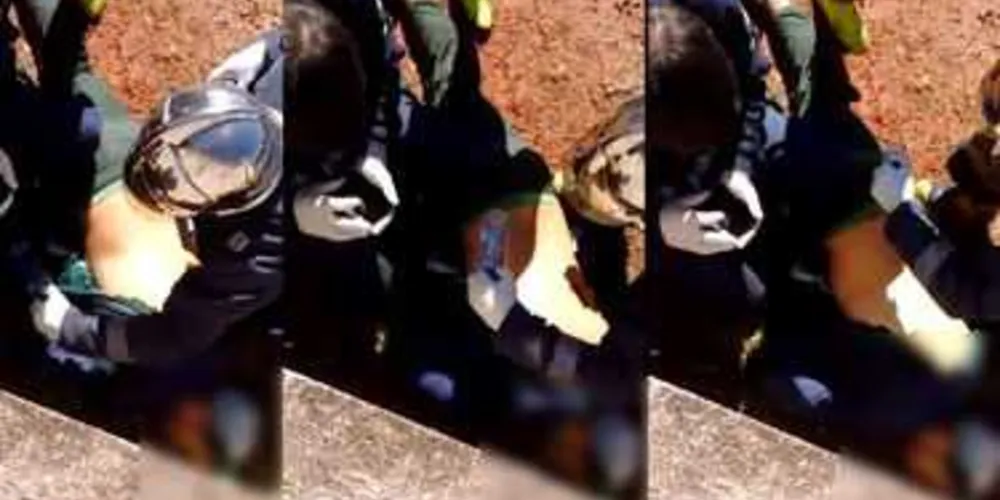 Frame do vídeo que circula pelas redes sociais mostra garrafa d'água na cintura da vítima