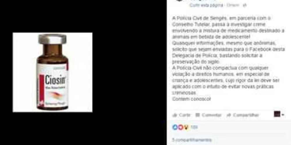 Imagem ilustrativa da imagem Polícia investiga mistura de remédio bovino em bebida