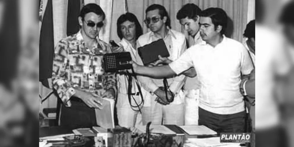 Final da década de 70: Entrevista coletiva com o prefeito Luiz Carlos Zuk