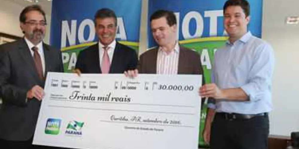 Contribuinte ganhou R$ 30 mil no Nota Paraná