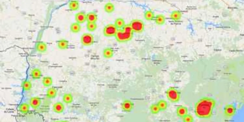 Parque Tecnológico do Paraná - mapa da nova plataforma apresenta a distribuição de ativos tecnológicos no Estado