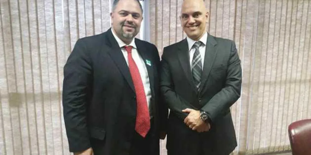 Secretário estadual da Justiça, Trabalho e Direitos Humanos, Artagão Júnior, durante encontro com o ministro da Justiça, Alexandre Moraes