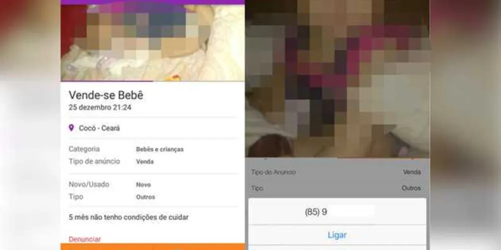 Imagem ilustrativa da imagem Homem coloca bebê à venda em site de ofertas no Ceará