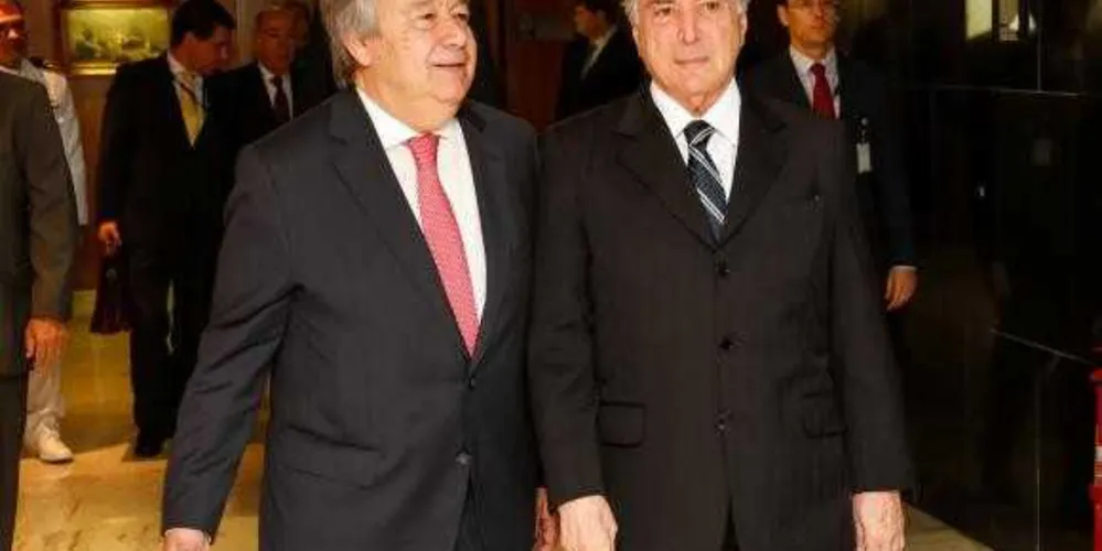 Imagem ilustrativa da imagem Temer exalta presidente português da ONU